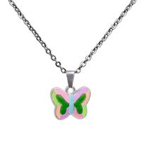 Fluorescent Luminous Butterfly Heart Pendant Color Changing Necklace main image 5