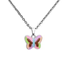 Fluorescent Luminous Butterfly Heart Pendant Color Changing Necklace main image 6