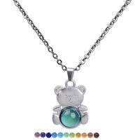 Bear Pendant Gemstone Temperature-sensing Mood Color Changing Necklace main image 1