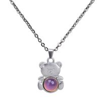 Bear Pendant Gemstone Temperature-sensing Mood Color Changing Necklace main image 3