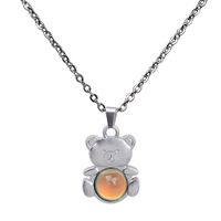 Bear Pendant Gemstone Temperature-sensing Mood Color Changing Necklace main image 6