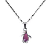Fashionable Temperature-sensing Cute Penguin Pendant Stainless Steel Necklace main image 3