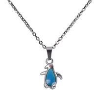 Fashionable Temperature-sensing Cute Penguin Pendant Stainless Steel Necklace main image 4