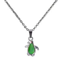 Fashionable Temperature-sensing Cute Penguin Pendant Stainless Steel Necklace main image 5