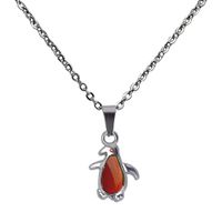 Fashionable Temperature-sensing Cute Penguin Pendant Stainless Steel Necklace main image 6