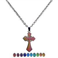 Temperature-sensing Cross Pendant Stainless Steel Necklace main image 1