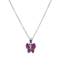 Butterfly Temperature-sensing Color Changing Stainless Steel Necklace main image 4