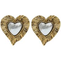 Ruffled Gold Plated Vintage Heart Earrings main image 6