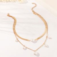 Fashion Cute Double-layer Simple Heart Pearl Necklace main image 3