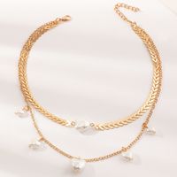 Fashion Cute Double-layer Simple Heart Pearl Necklace main image 4