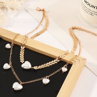 Fashion Cute Double-layer Simple Heart Pearl Necklace main image 5