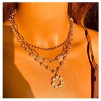 Alloy Round Bead Chain Mehrschichtige Perlenkette main image 1