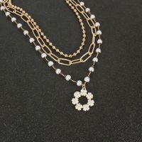 Alloy Round Bead Chain Mehrschichtige Perlenkette main image 5