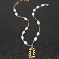Fashion Alloy Letter Pendant Pearl Necklace main image 3