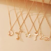 Butterfly Key Rose Simple Necklace 6 Pieces Set main image 1