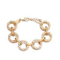 New Simple Alloy Chain Embossed Gold Bracelet sku image 1