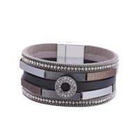 Fashion Diamond Magnetic Buckle Leather Bracelet sku image 4