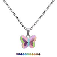 Fluorescent Luminous Butterfly Heart Pendant Color Changing Necklace sku image 1