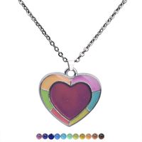Fluorescent Luminous Butterfly Heart Pendant Color Changing Necklace sku image 3