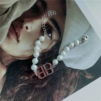 Baroque Retro Fashion Double Letter B Pearl Necklace sku image 2
