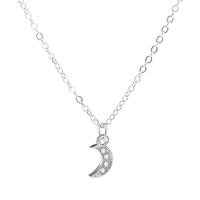 Simple Moon Pendant Diamond Necklace sku image 2