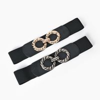 New Alloy Double Round Buckle Elastic Wide Waistband main image 1