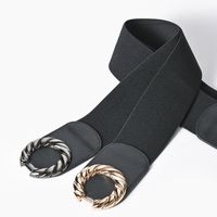 New Alloy Double Round Buckle Elastic Wide Waistband main image 6