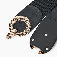 New Alloy Double Round Buckle Elastic Wide Waistband main image 5