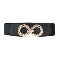 New Alloy Double Round Buckle Elastic Wide Waistband main image 3