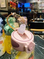 Cute Cartoon Rabbit Glass Straw Cup main image 3