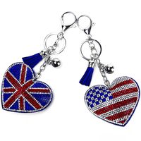 Diamond-studded American Flag Heart Keychain main image 1