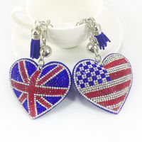 Diamond-studded American Flag Heart Keychain main image 3
