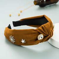 Retro Baroque Style Wide-brimmed Rhinestone Pearl Headband sku image 3