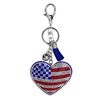 Diamond-studded American Flag Heart Keychain sku image 1