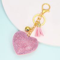 1 Piece Cute Simple Style Heart Shape Alloy Plating Artificial Rhinestones Keychain sku image 2
