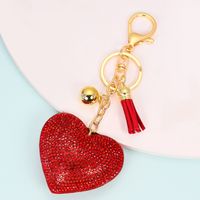 1 Piece Cute Simple Style Heart Shape Alloy Plating Artificial Rhinestones Keychain sku image 3