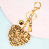 1 Piece Cute Simple Style Heart Shape Alloy Plating Artificial Rhinestones Keychain sku image 1