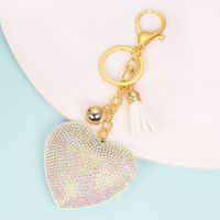 1 Piece Cute Simple Style Heart Shape Alloy Plating Artificial Rhinestones Keychain sku image 5