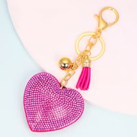 1 Piece Cute Simple Style Heart Shape Alloy Plating Artificial Rhinestones Keychain sku image 6