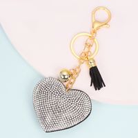 1 Piece Cute Simple Style Heart Shape Alloy Plating Artificial Rhinestones Keychain sku image 7