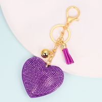 1 Piece Cute Simple Style Heart Shape Alloy Plating Artificial Rhinestones Keychain sku image 8