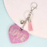 1 Piece Cute Simple Style Heart Shape Alloy Plating Artificial Rhinestones Keychain sku image 10