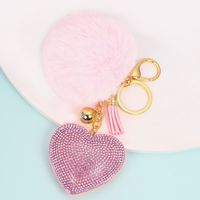 1 Piece Cute Simple Style Heart Shape Alloy Plating Artificial Rhinestones Keychain sku image 12