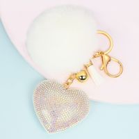 1 Piece Cute Simple Style Heart Shape Alloy Plating Artificial Rhinestones Keychain sku image 13