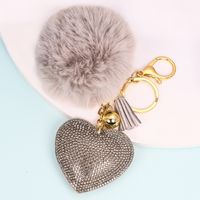 1 Piece Cute Simple Style Heart Shape Alloy Plating Artificial Rhinestones Keychain sku image 14