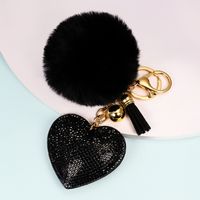 1 Piece Cute Simple Style Heart Shape Alloy Plating Artificial Rhinestones Keychain sku image 17