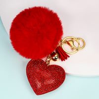 1 Piece Cute Simple Style Heart Shape Alloy Plating Artificial Rhinestones Keychain sku image 18