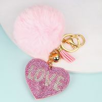1 Piece Cute Simple Style Heart Shape Alloy Plating Artificial Rhinestones Keychain sku image 21