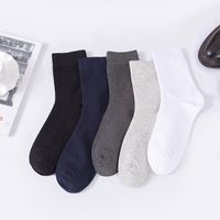 Medium Tube Solid Color Sweat-absorbent Cotton Socks sku image 1
