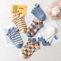Sports Plaid Short Sweat-absorbent Polyester Cotton Socks Wholesale main image 4